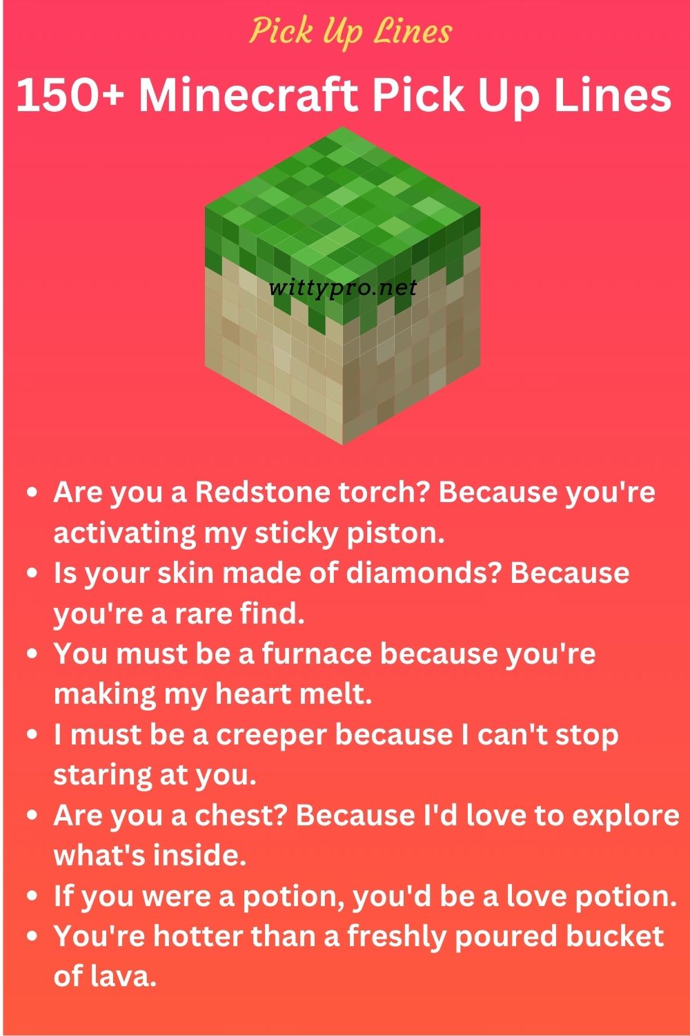 Minecraft Pick Up Lines